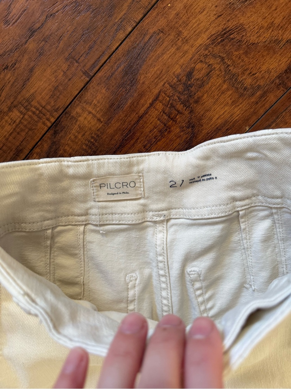 Anthropologie Pilcro Cream High-Waist Wide Leg Cuff Pants Ecru White | 27 - Picture 5 of 7